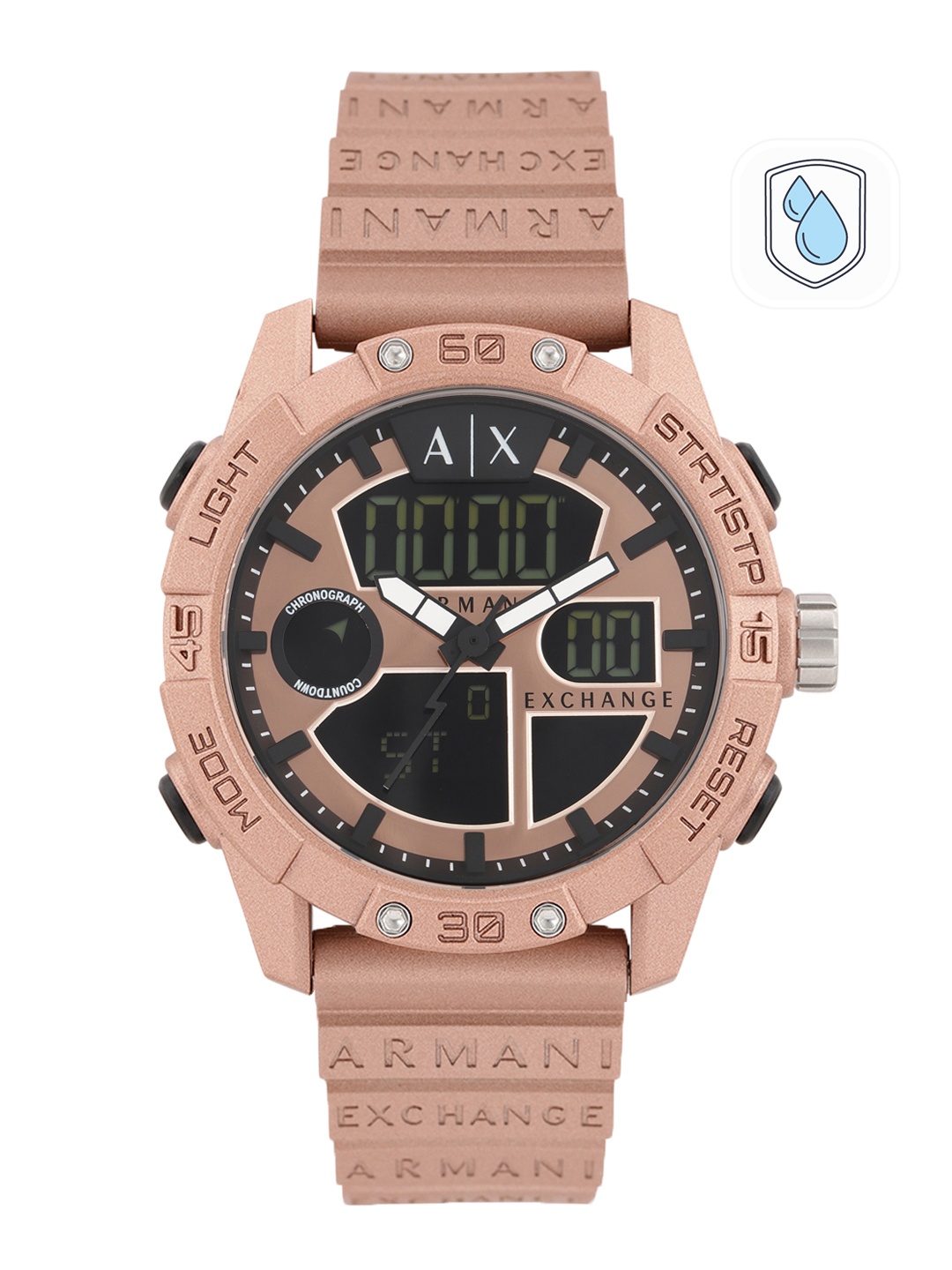 

Armani Exchange Men Analogue & Digital Watch, Rose gold