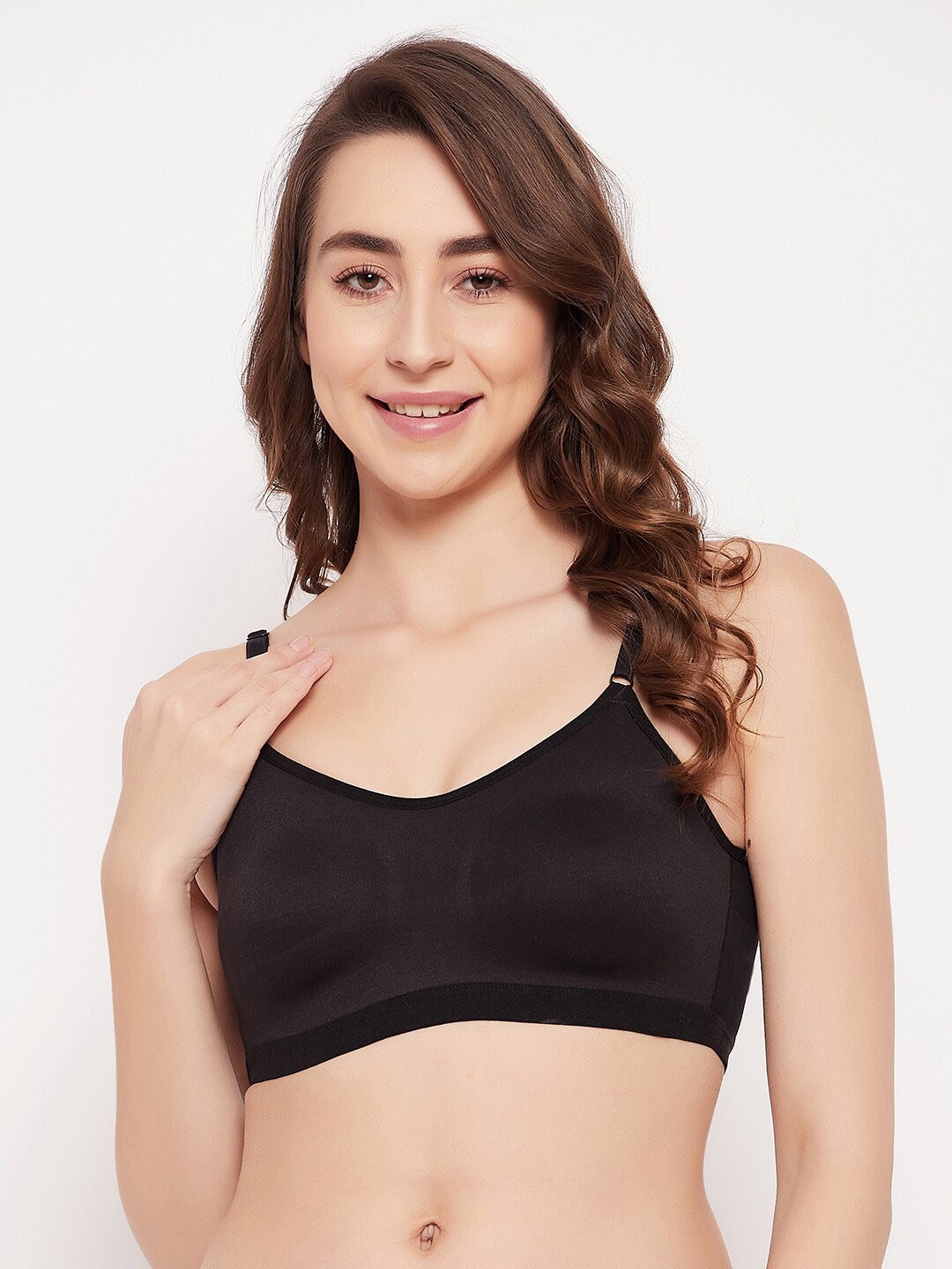 

Clovia Non-Wired Lightly Padded Cotton Spacer Cup Beginners Bra, Black