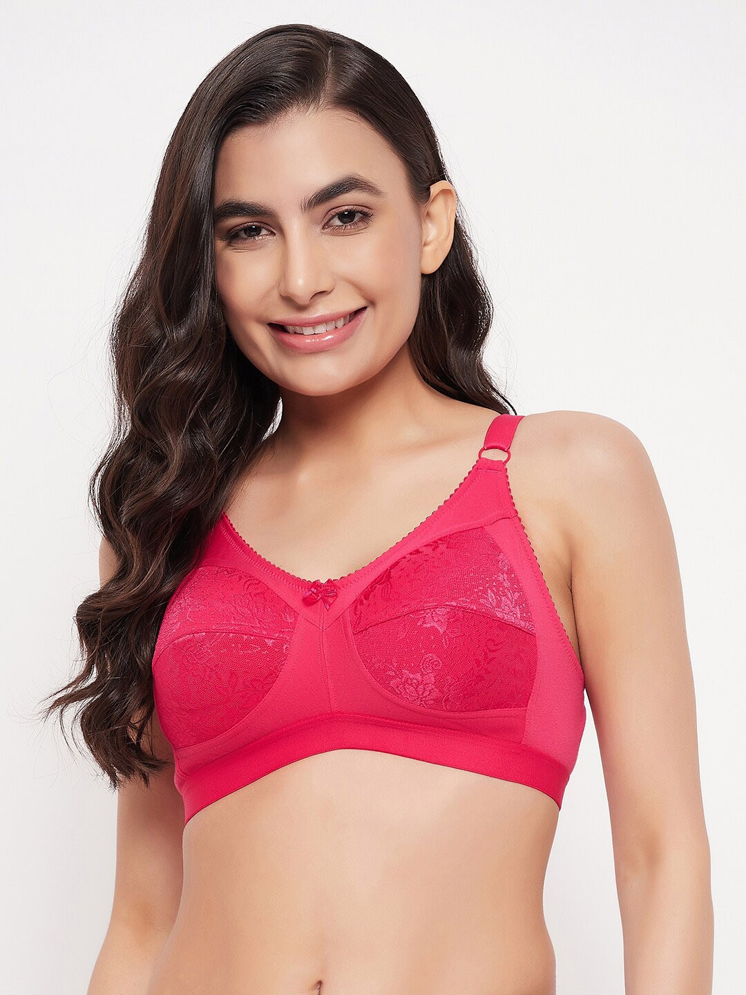 

Clovia Floral Non-Padded Non-Wired Lace Bra, Pink