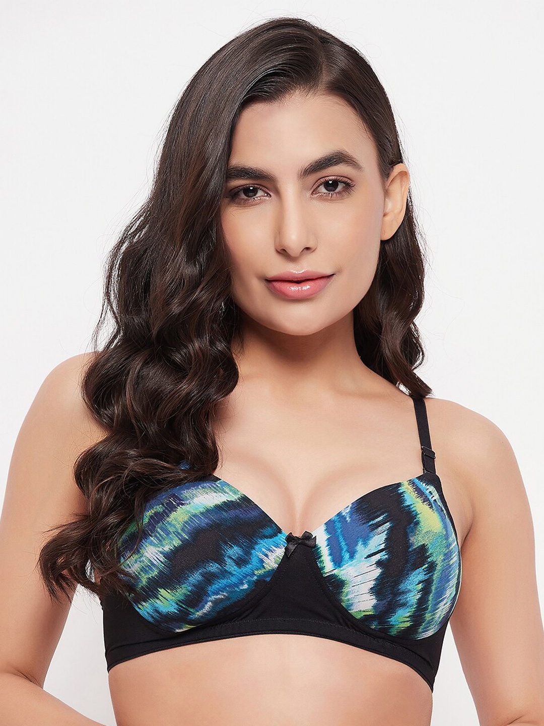

Clovia Abstract Heavily Padded Bra, Black