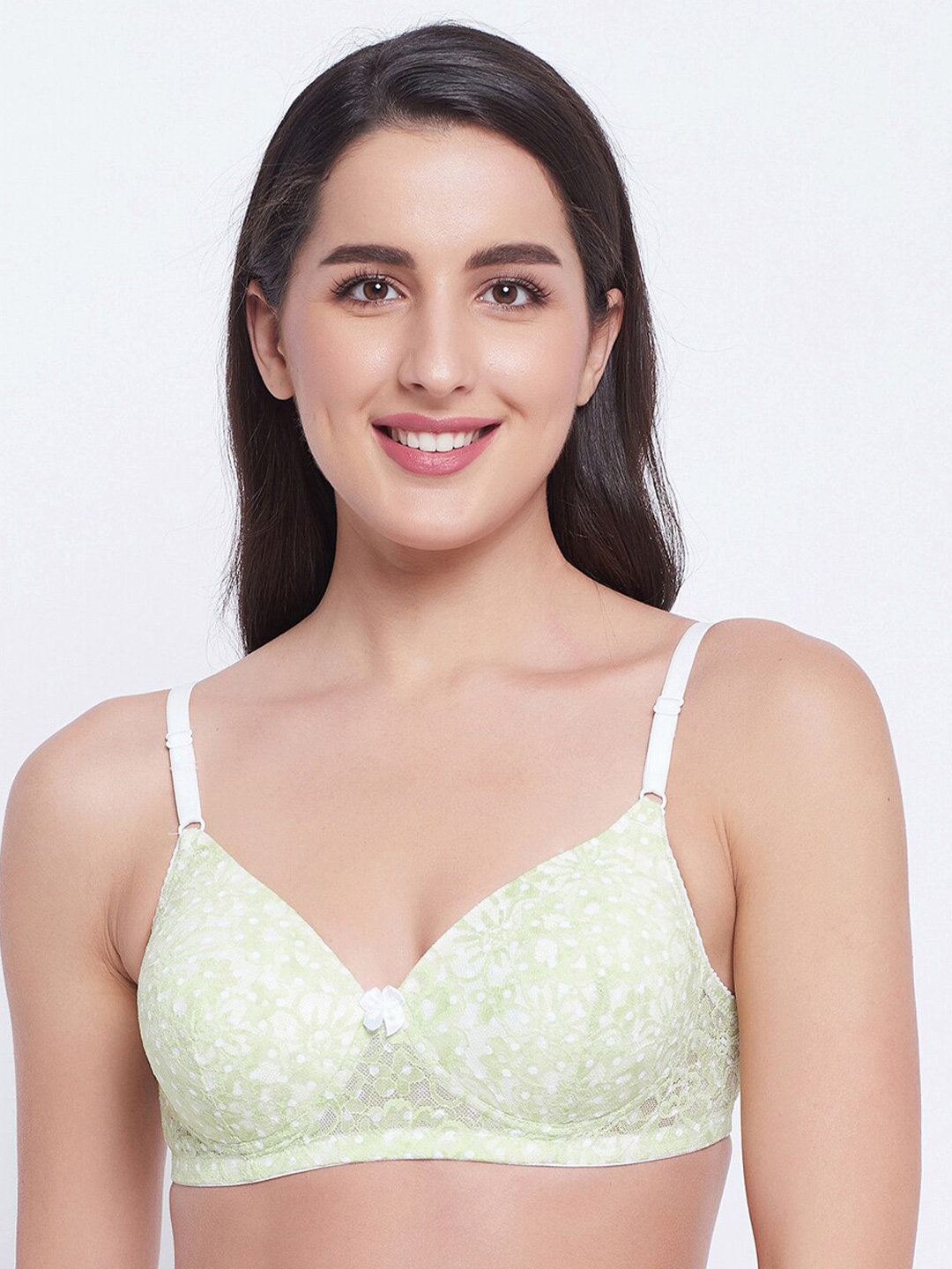 

Clovia Floral Lightly Padded Bra, Green
