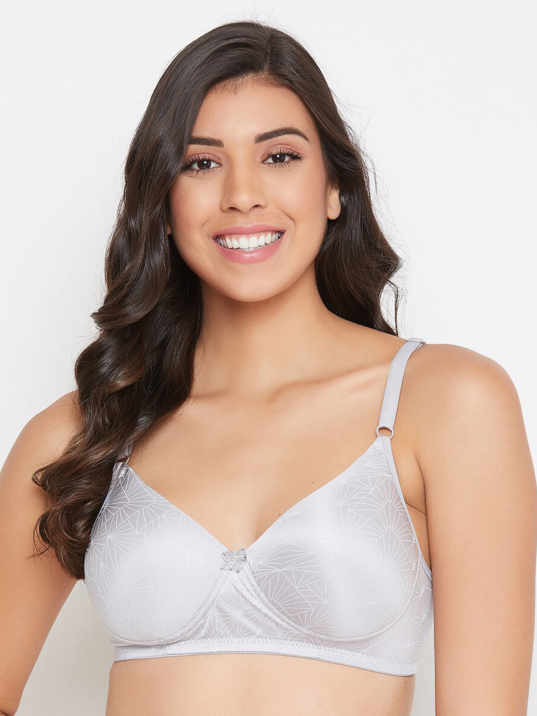 

Clovia Geometric Printed Lightly Padded Non-Wired Full Cup Super Supportive Bra, Grey