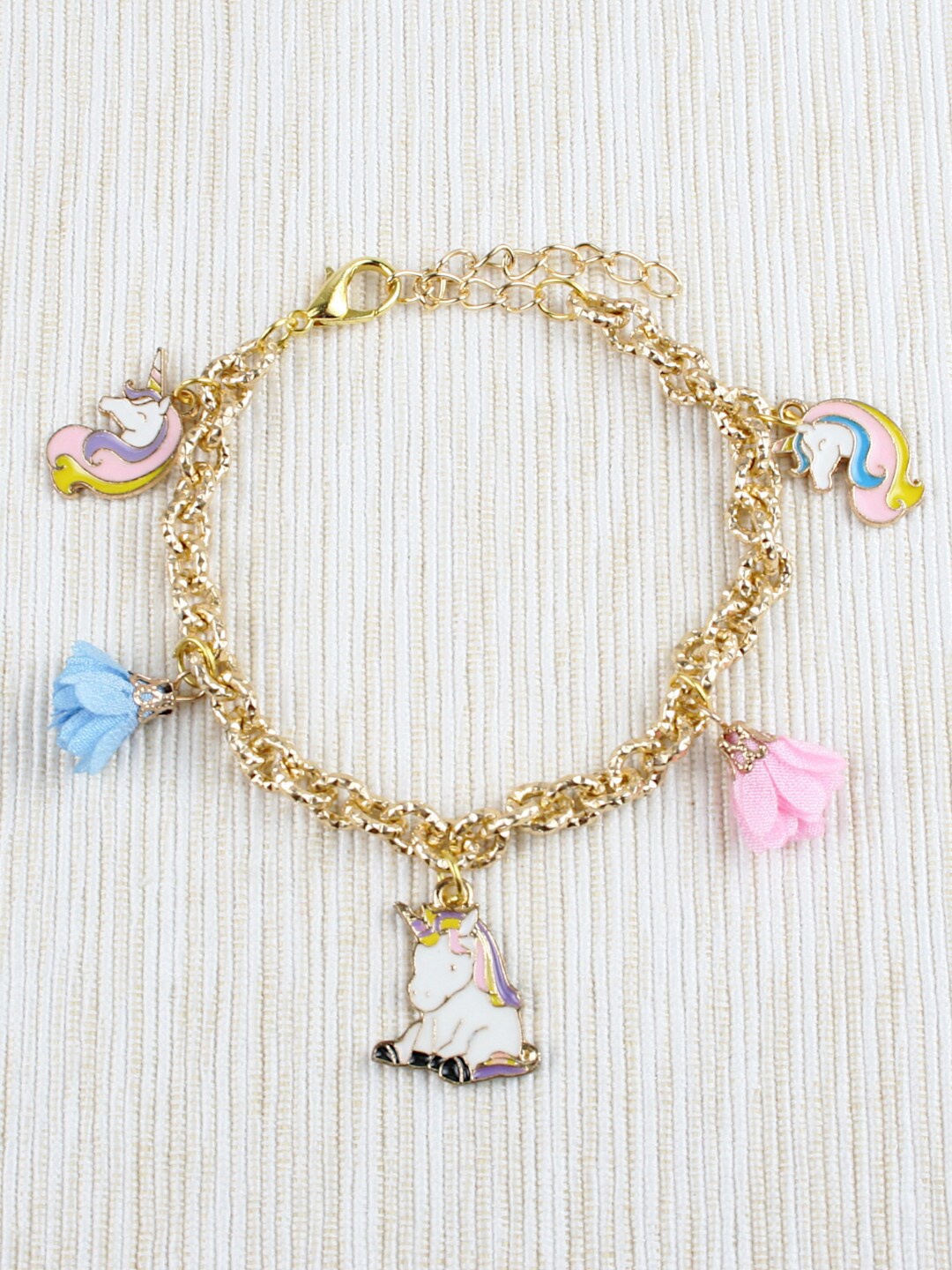 

Asthetika Kids Girls Gold-Plated Unicorn Charms Link Bracelet