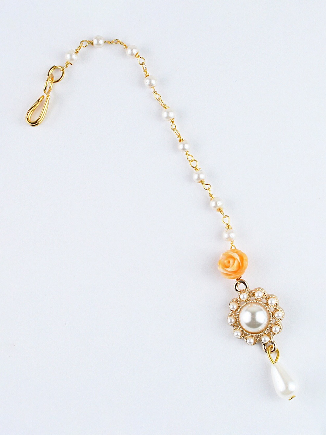 

Asthetika Kids Girls Gold-Plated Stone Studded & Beaded Maangtikka, Yellow