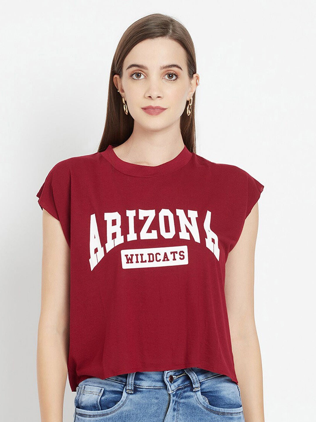 

iki chic Typography Printed Extended Sleeves T-shirt, Red
