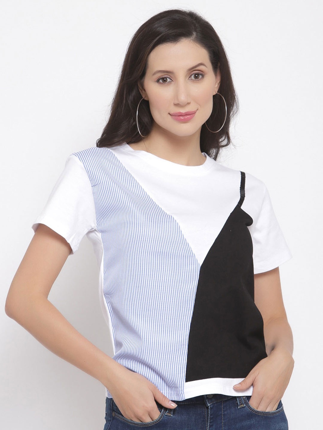 

iki chic Colourblocked Applique T-shirt, White