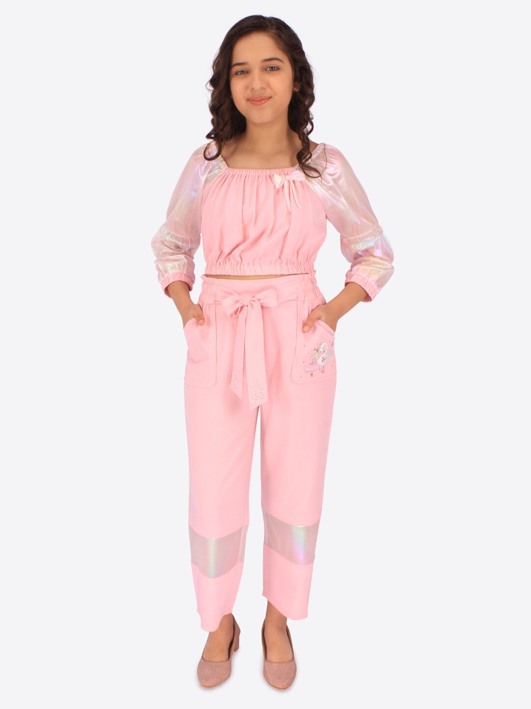 

CUTECUMBER Girls Top with Trousers, Pink