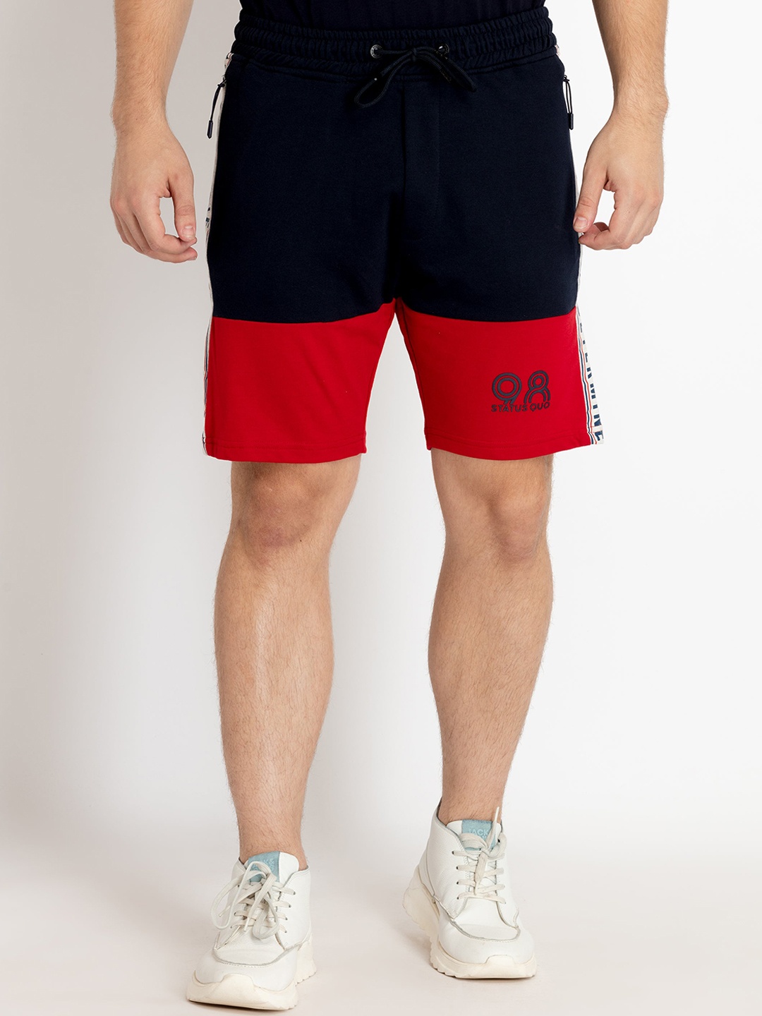 

Status Quo Men Colourblocked Cotton Mid-Rise Regular Fit Short, Navy blue
