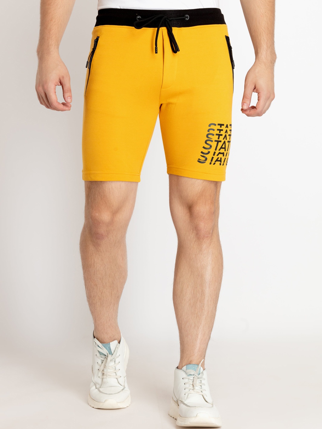 

Status Quo Men Cotton Mid-Rise Shorts, Mustard