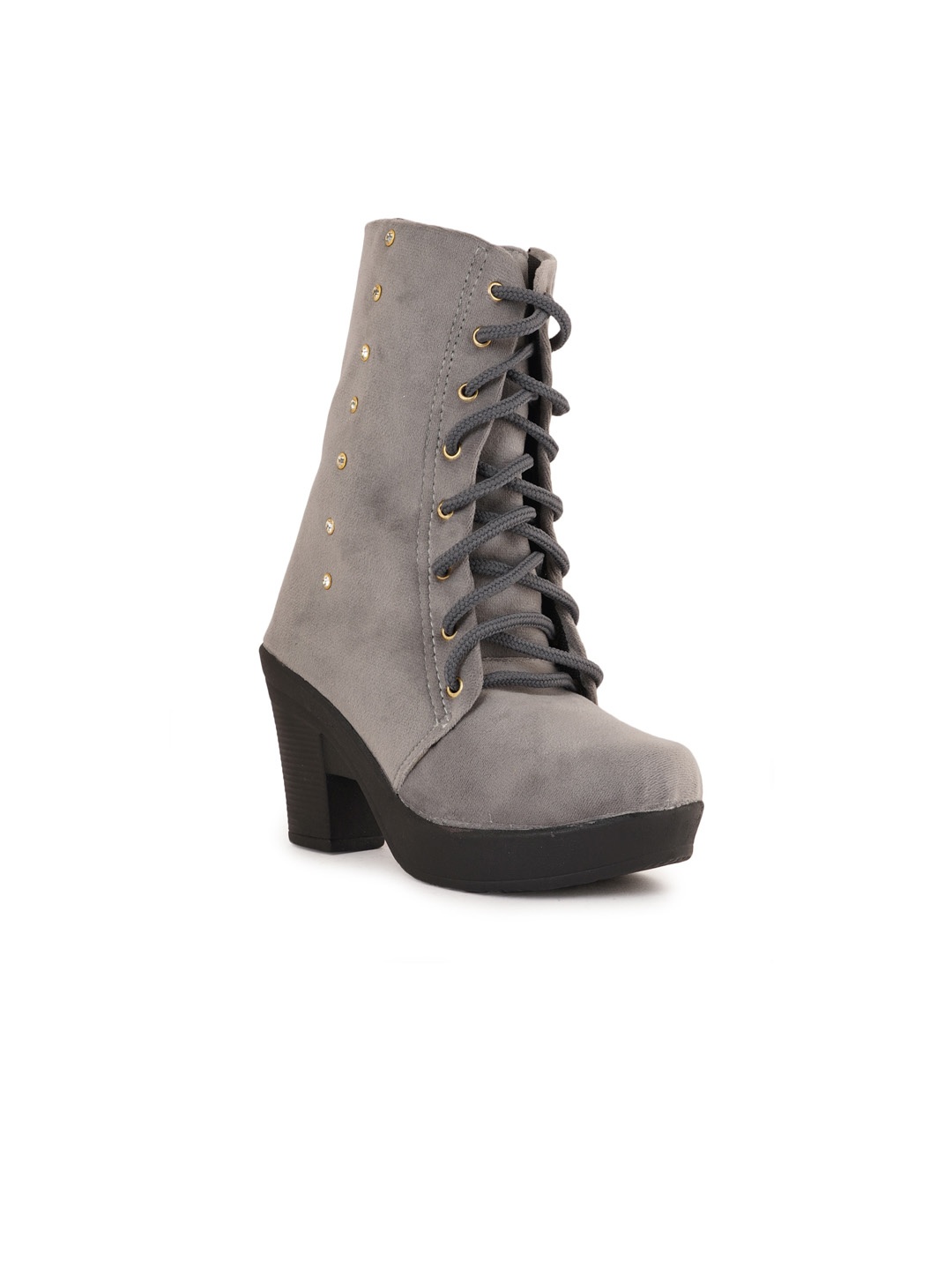 

Walkfree Women High Top Block-Heel Suede Boots, Grey