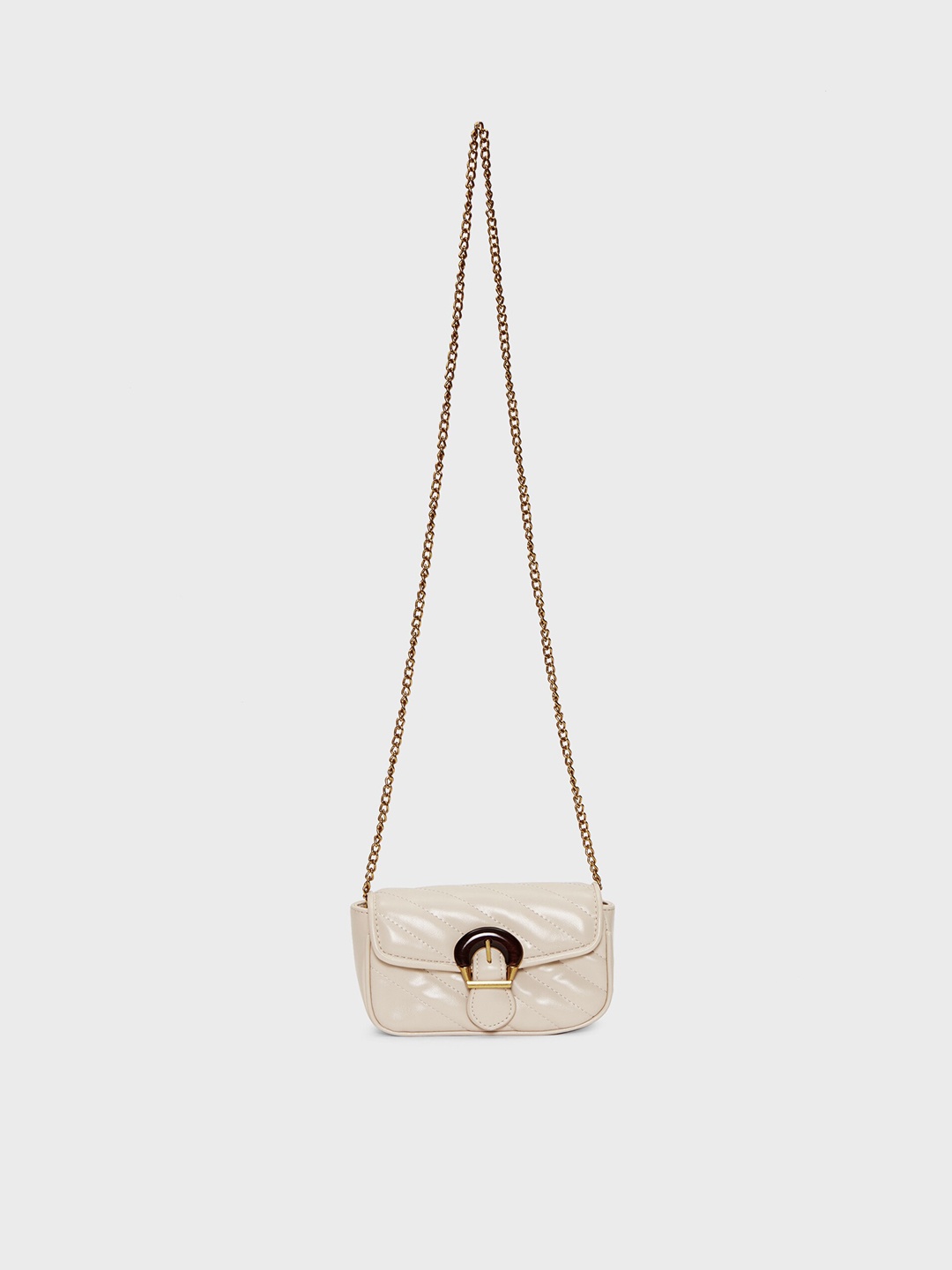 

20Dresses Textured Structured Sling Bag With Quilted, Off white