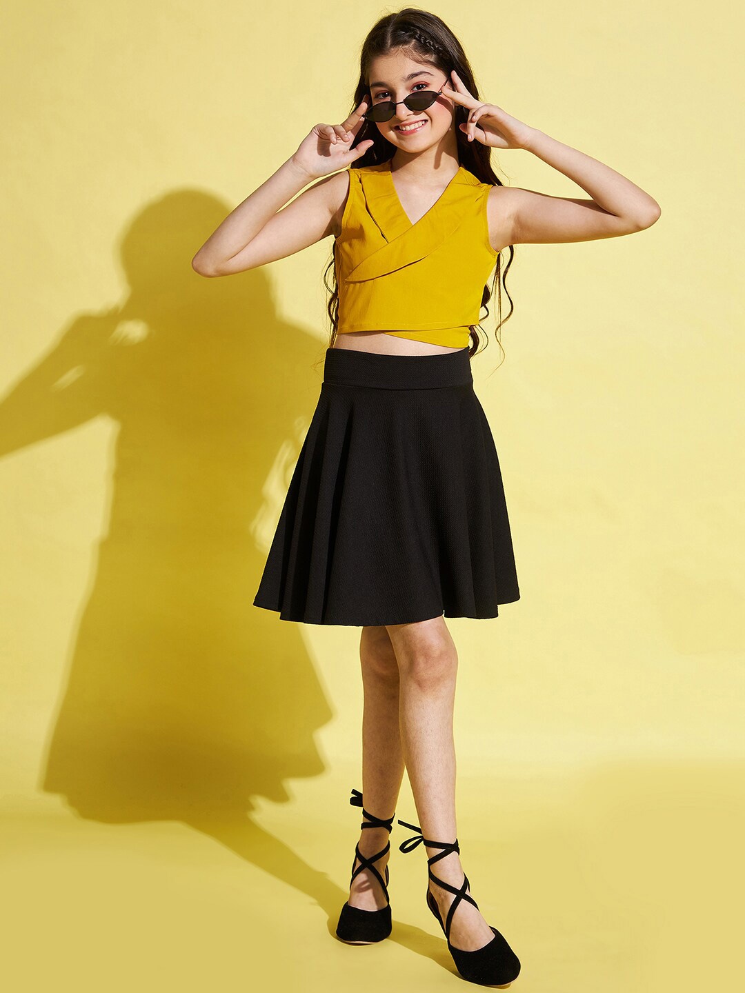 

Stylo Bug Girls Tie-Ups Wrap Crop Top, Yellow