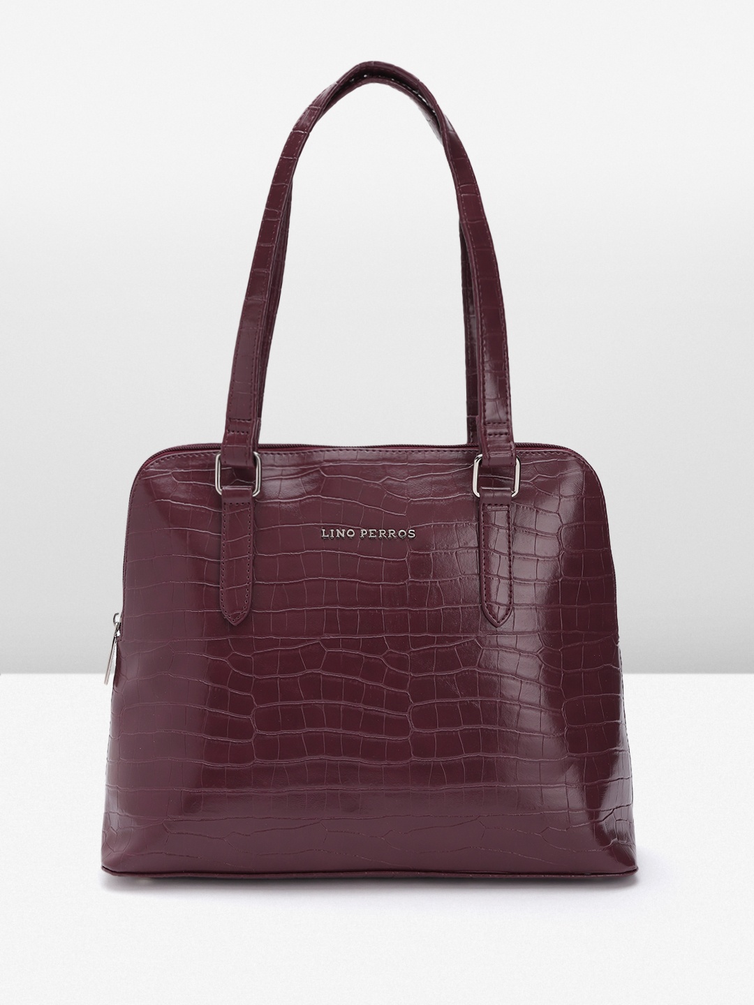 

Lino Perros Croc Textured Structured Shoulder Bag, Burgundy