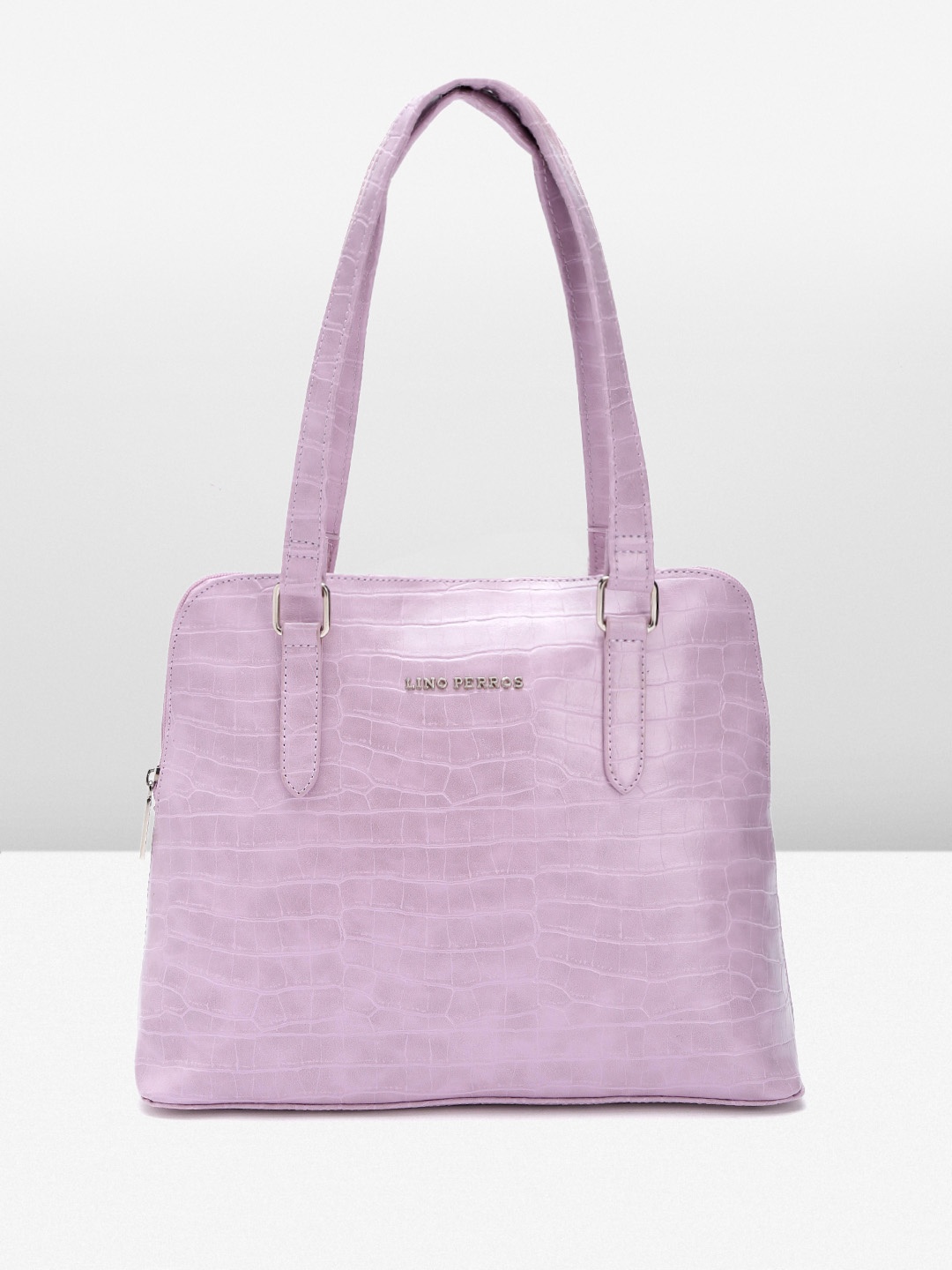 

Lino Perros Croc Textured Structured Shoulder Bag, Lavender