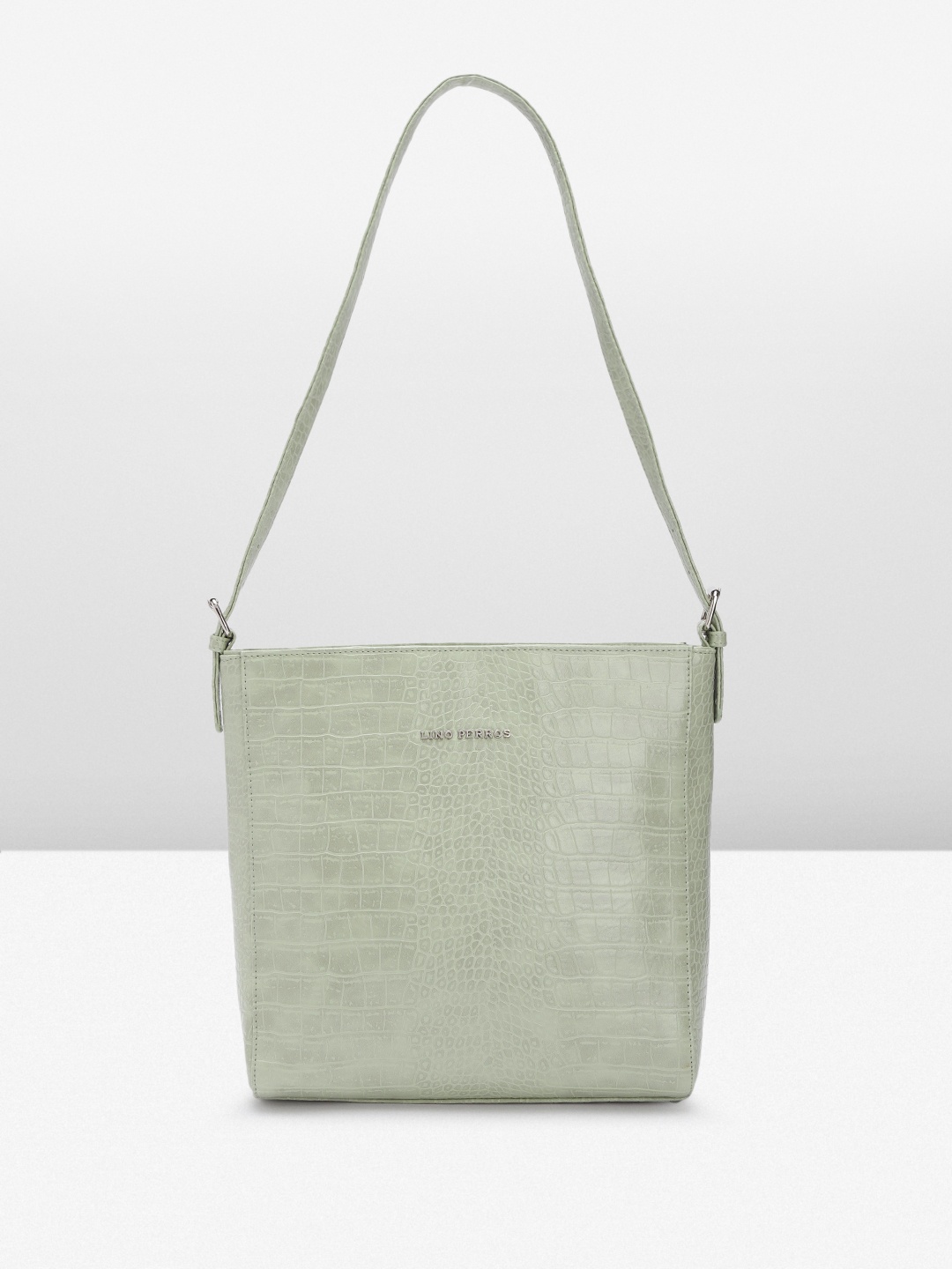 

Lino Perros Croc Textured Structured Shoulder Bag, Sea green