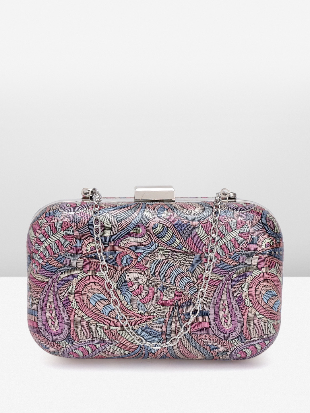 

Lino Perros Women Paisley Printed Box Clutch, Multi