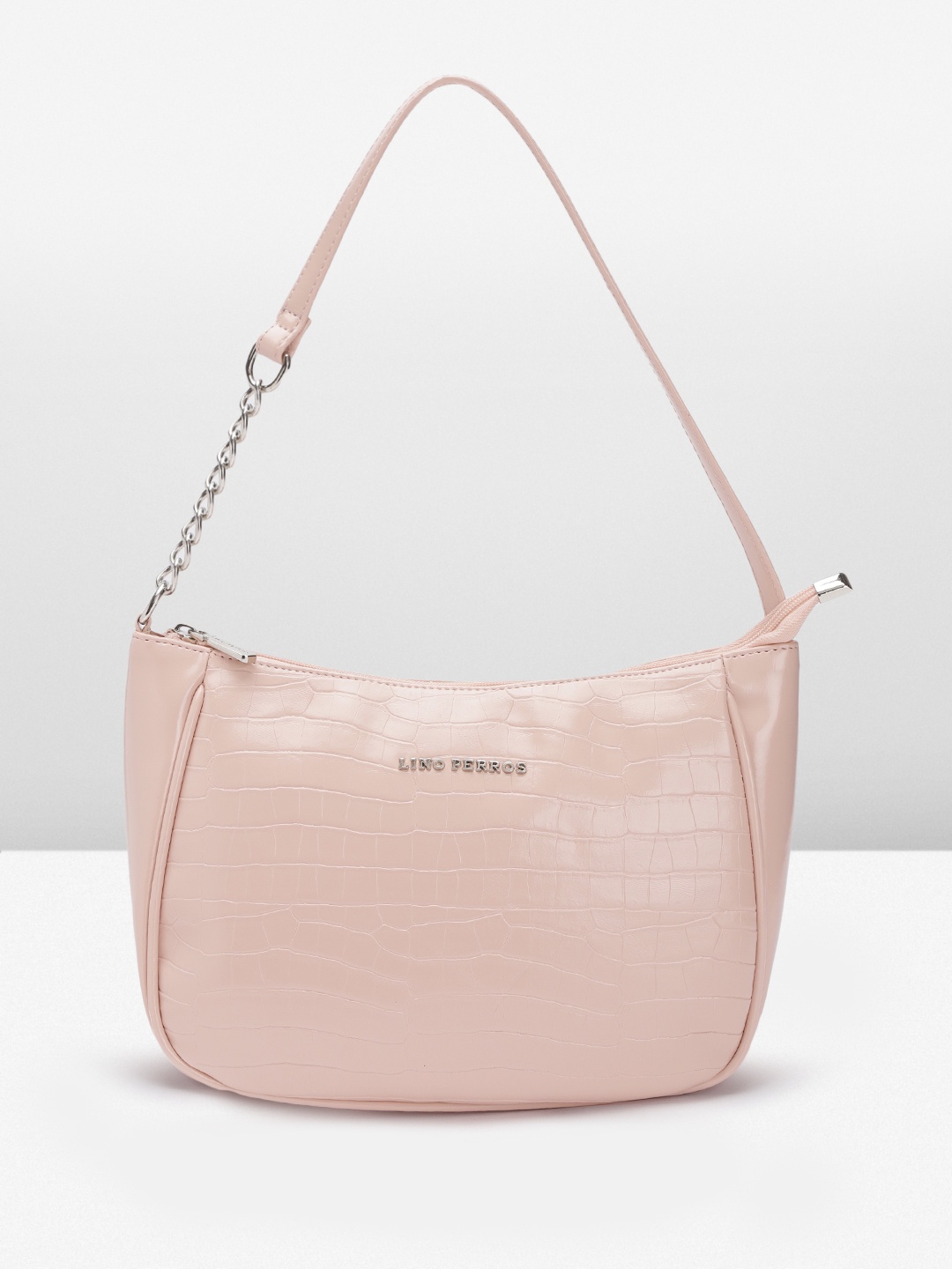 

Lino Perros Women Croc Textured Structured Shoulder Bag, Pink