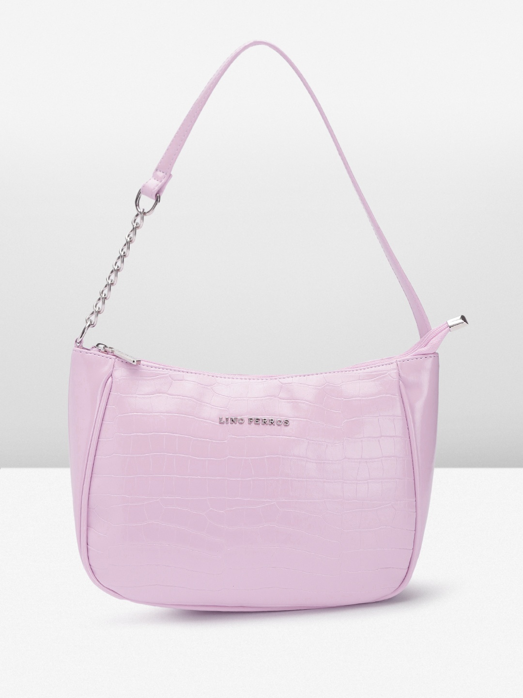 

Lino Perros Women Croc Textured Structured Shoulder Bag, Lavender