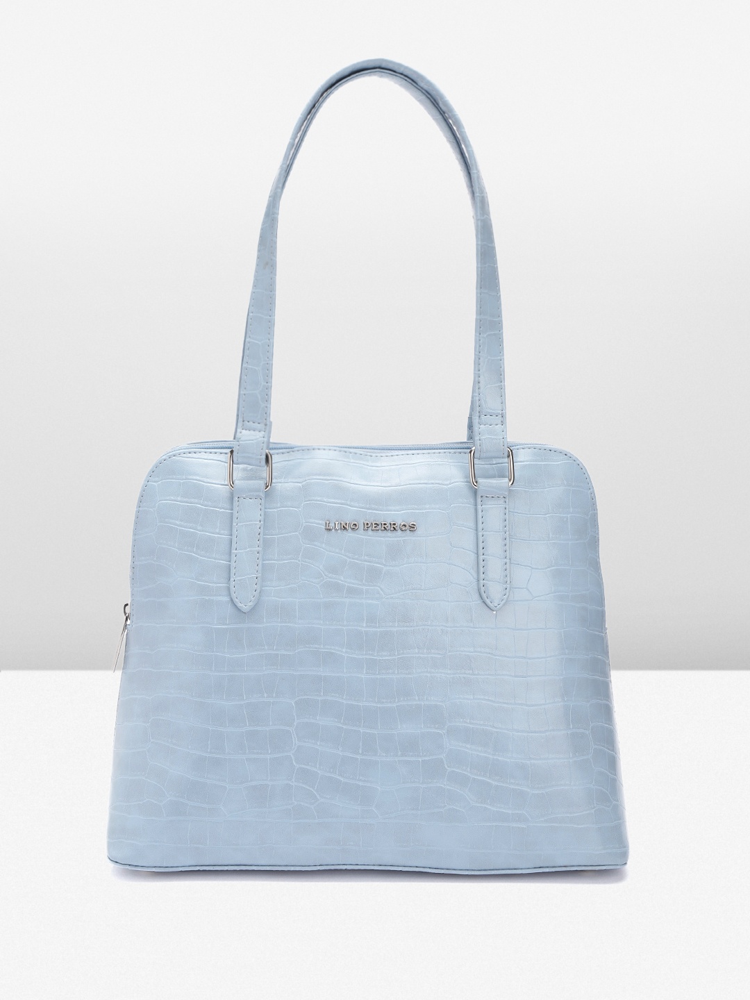 

Lino Perros Croc Textured Structured Shoulder Bag, Blue