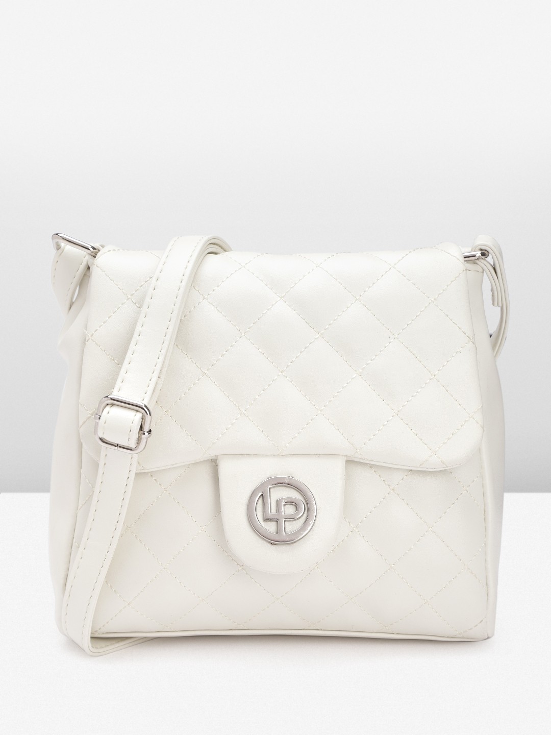 

Lino Perros Structured Sling Bag with Quilted Detail, White