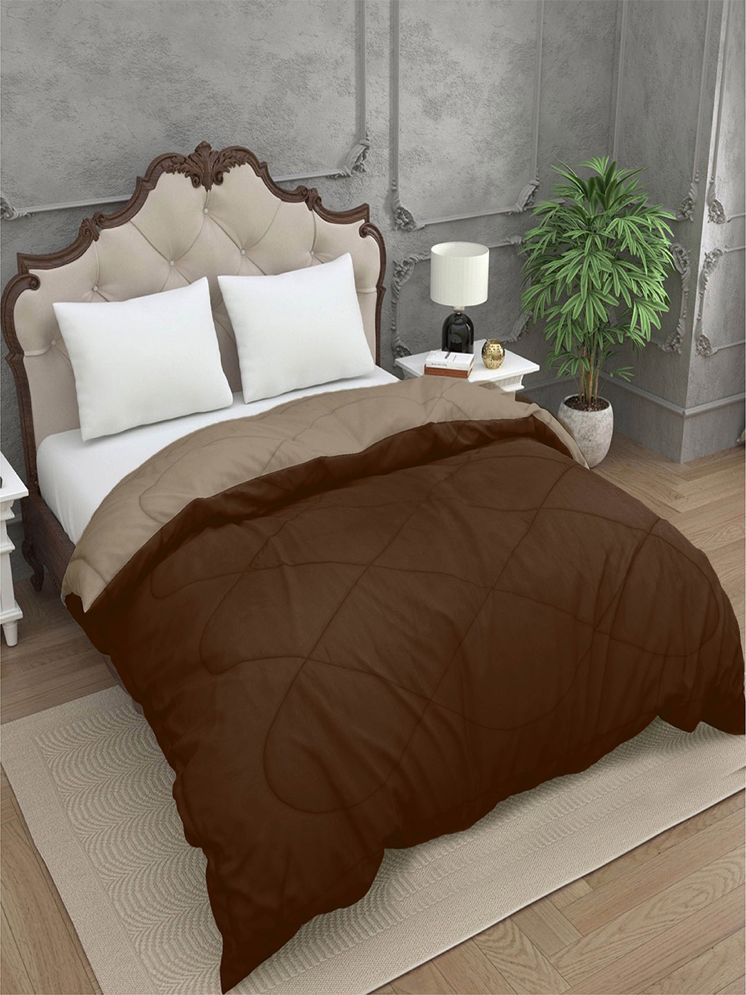 

Sleeping Owls- because your sleep matters Brown Microfiber AC Room 150 GSM Double Bed Quilt