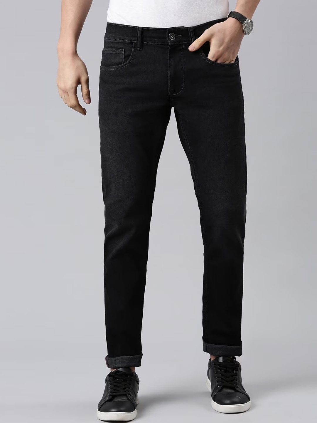 

American Bull Mid-Rise Regular Fit Jeans, Black