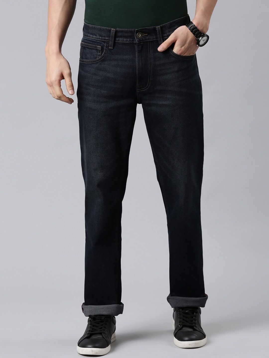 

American Bull Men Light Fade Stretchable Jeans, Blue