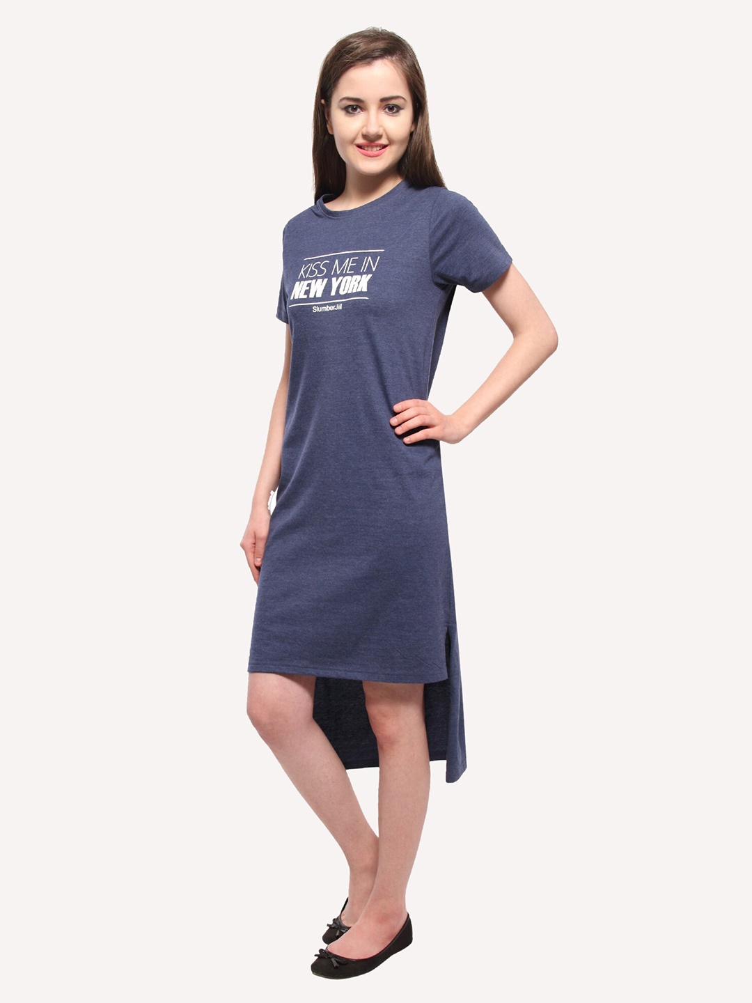 

Slumber Jill Blue Typography Printed Nightdress