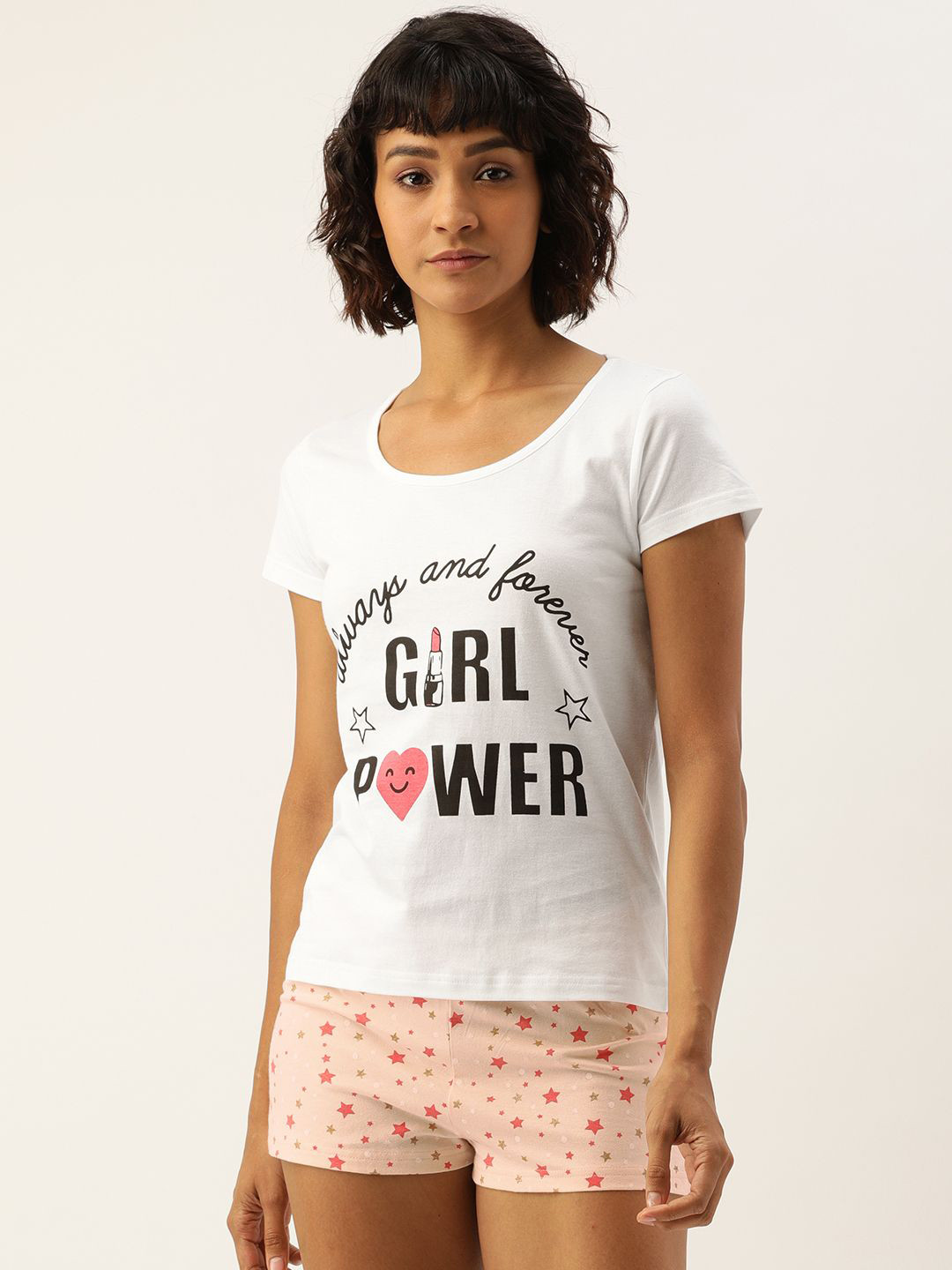 

Slumber Jill Typography Printed Pure Cotton Night Suit, White