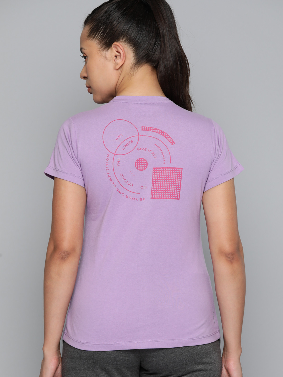 

HRX by Hrithik Roshan Printed Gym T-shirt, Lavender