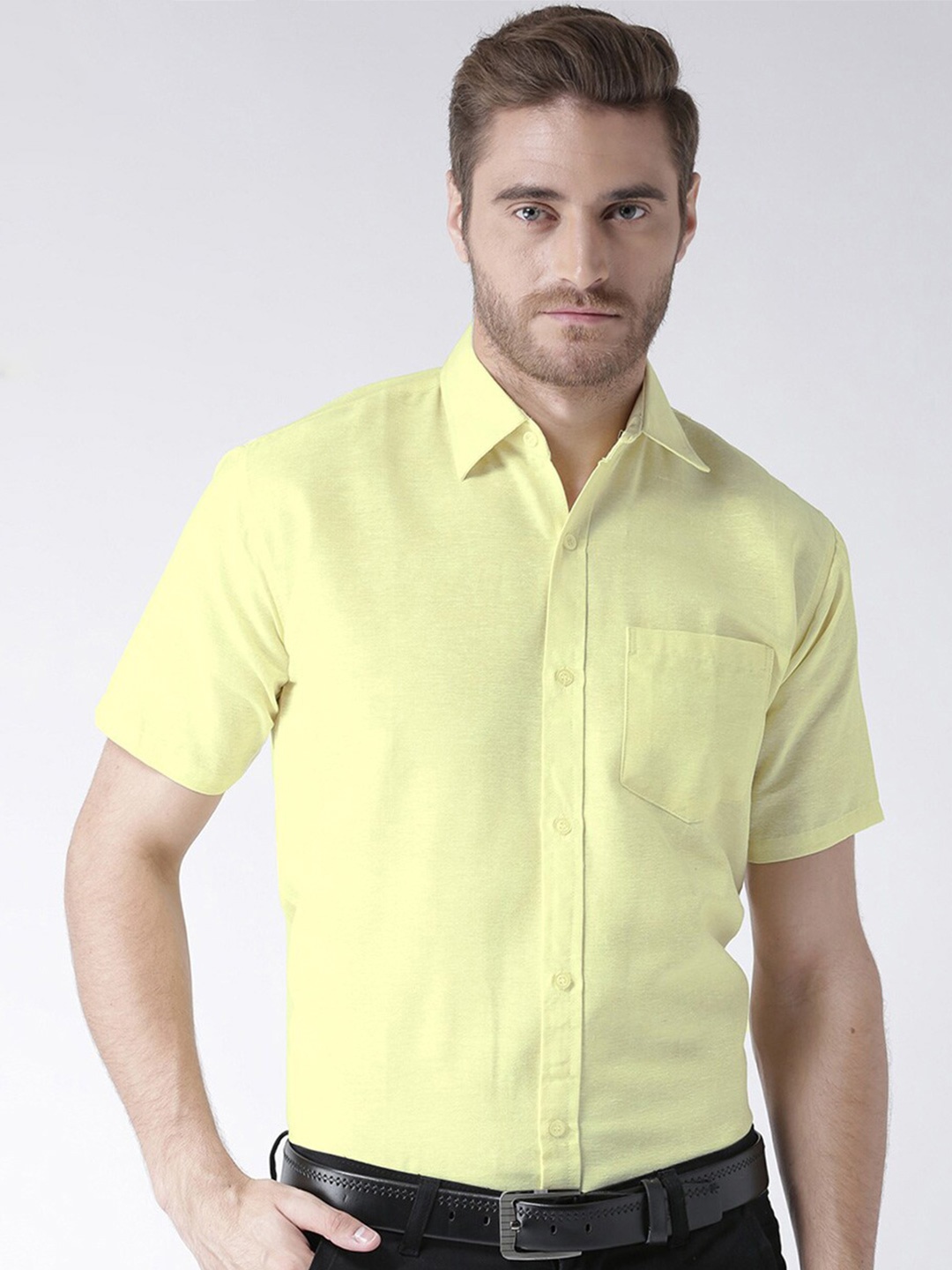 

RIAG Spread Collar Cotton Casual Shirt, Yellow