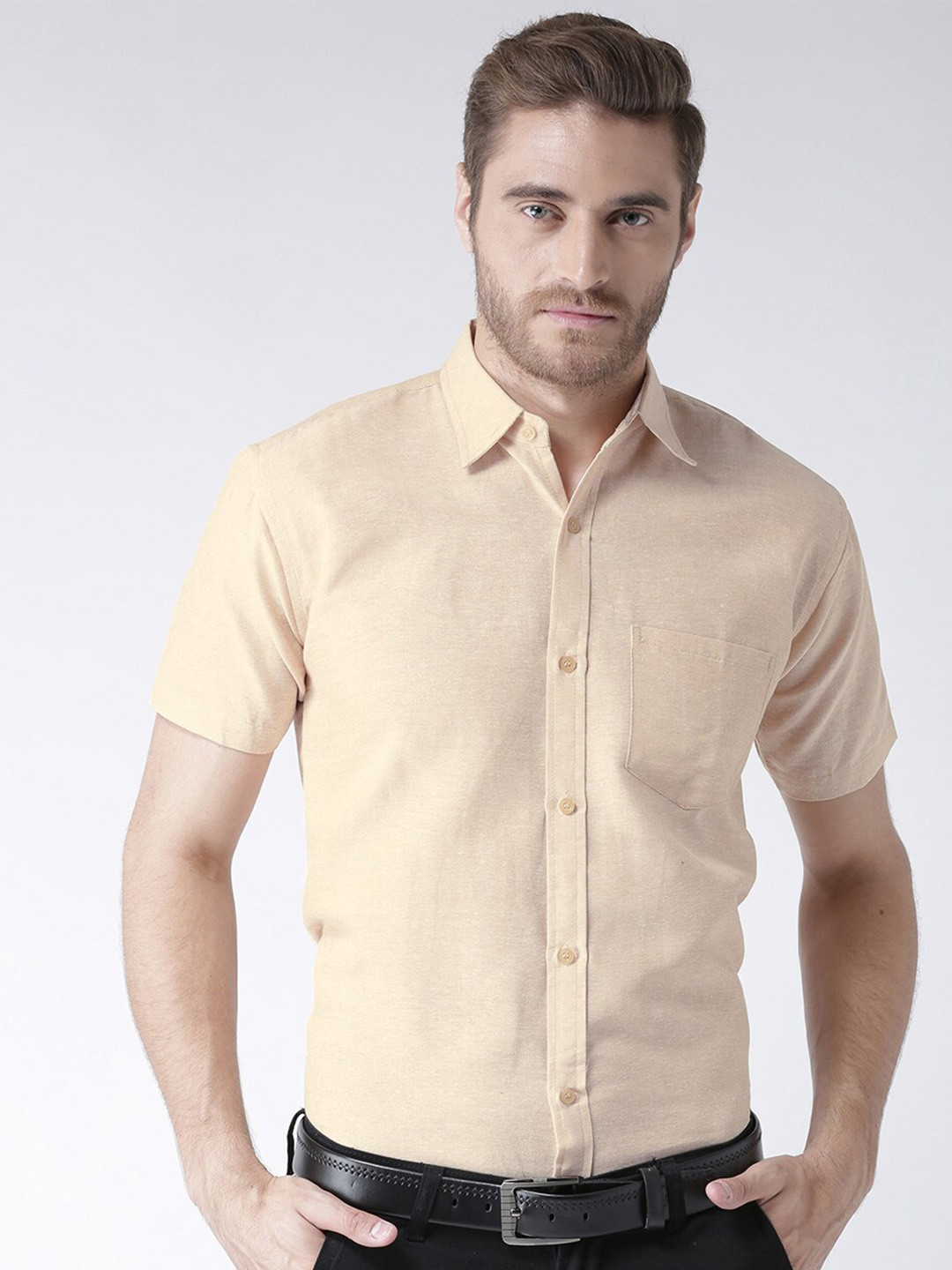 

RIAG Spread Collar Formal Shirt, Beige