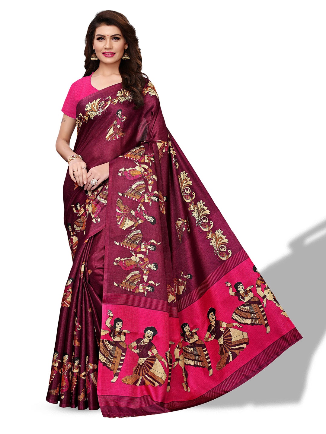 

Florence Ethnic Motifs Khadi Silk Saree, Purple