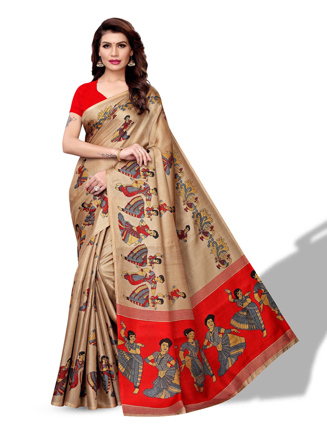 

Florence Ethnic Motifs Khadi Silk Saree, Beige