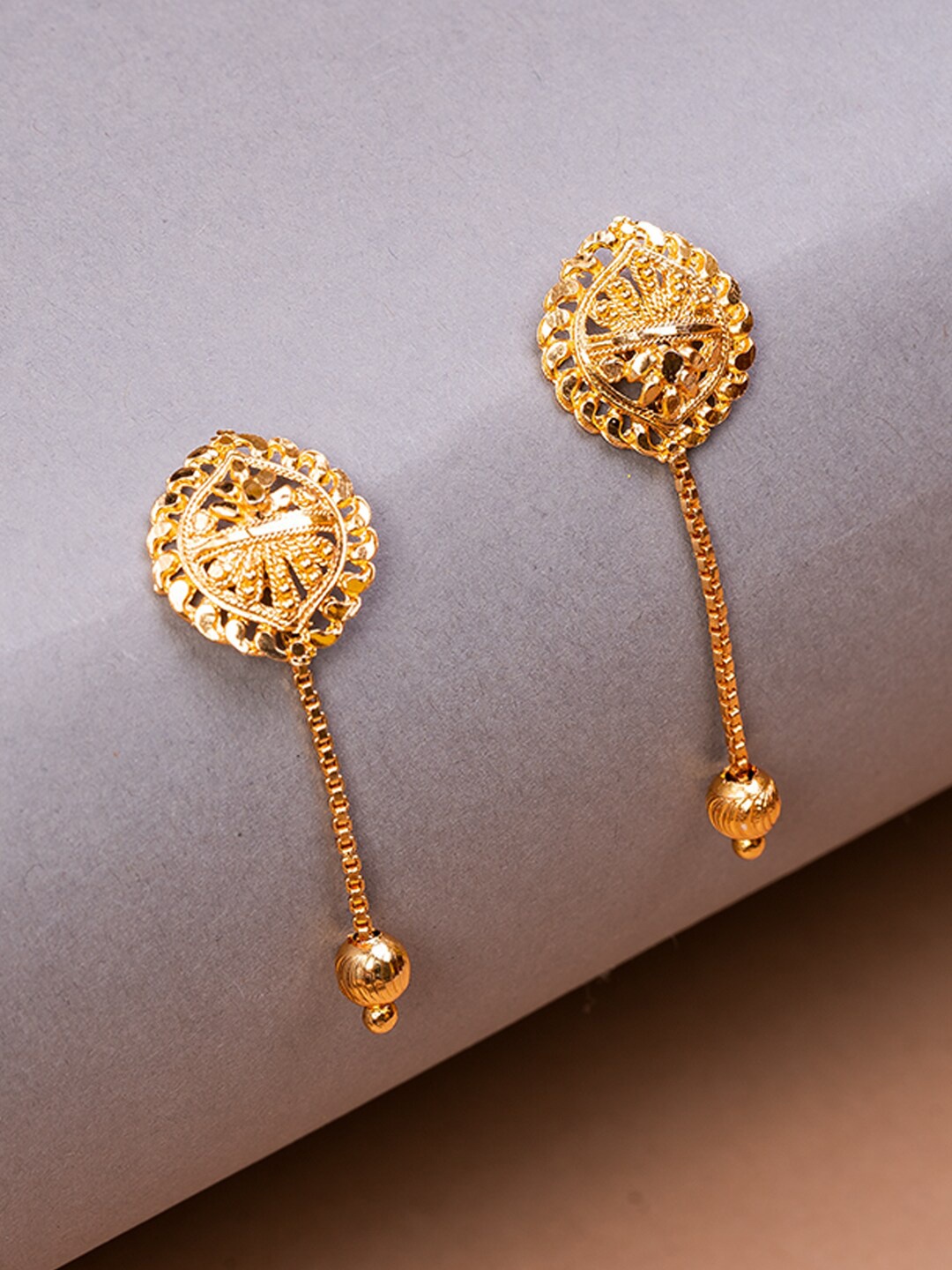 

HOUSE OF ARLI Gold-Plated Contemporary Drop Earrings