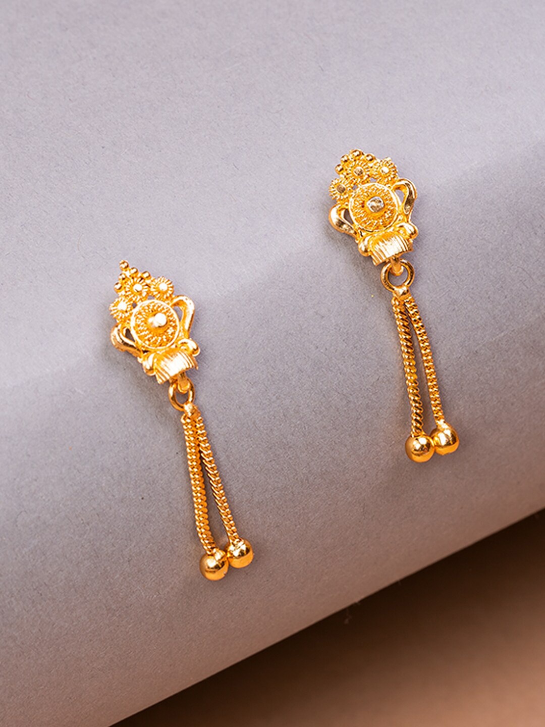 

HOUSE OF ARLI Gold-Plated Leaf Shaped Drop Earrings