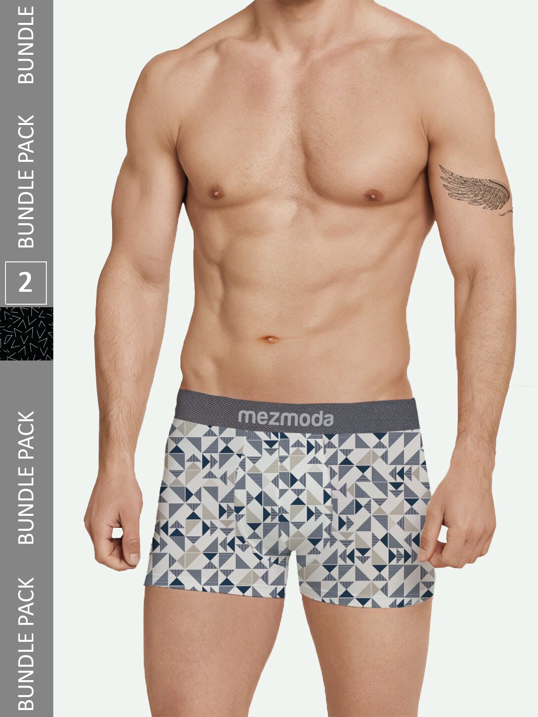 

mezmoda Men Pack Of 2 Ultra Soft Breathable Premium Printed Trunk, Black