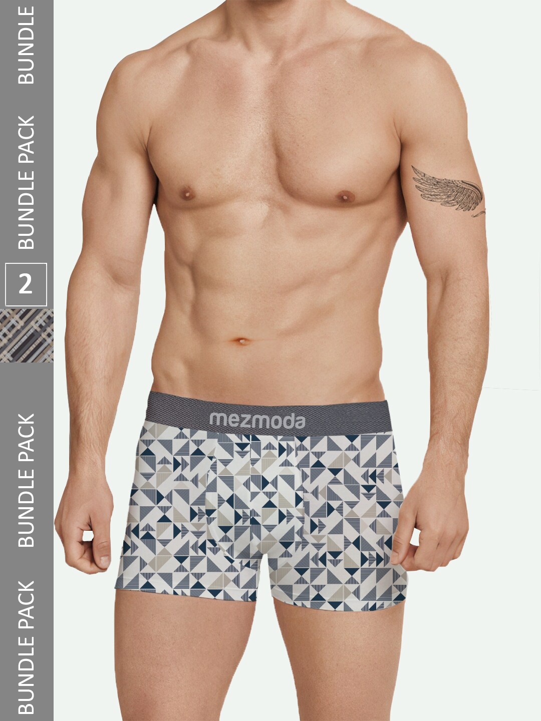 

mezmoda Men Pack Of 2 Ultra Soft Breathable Premium Printed Trunk, White