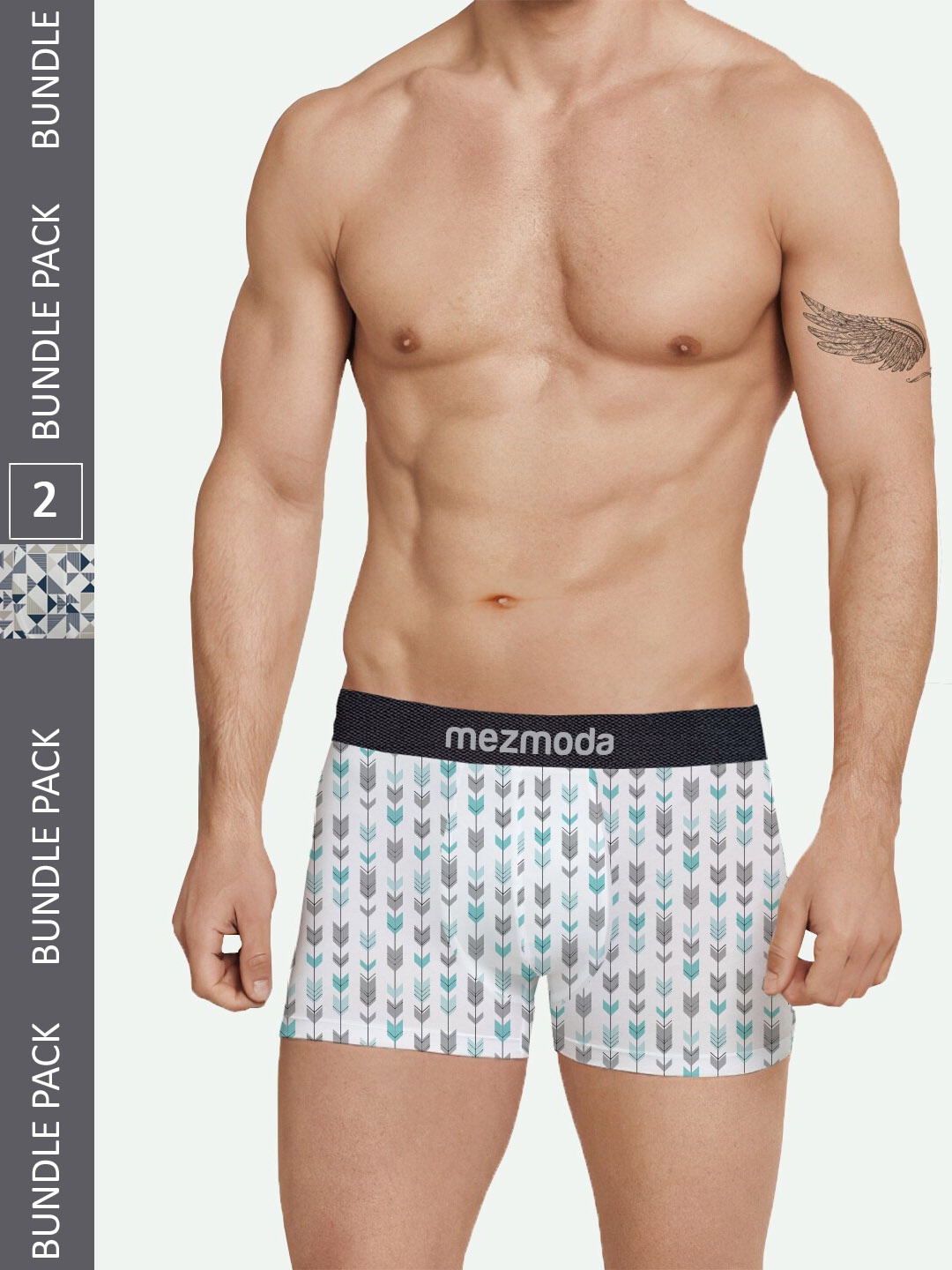 

mezmoda MEN Set Of 2 Printed Mid Rise Ultra Soft Breathable Anti Bacterial Underwear, White