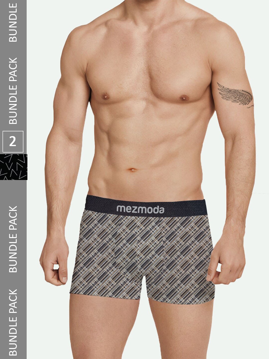 

mezmoda Men Pack Of 2 Ultra Soft Breathable Premium Printed Trunk, Black