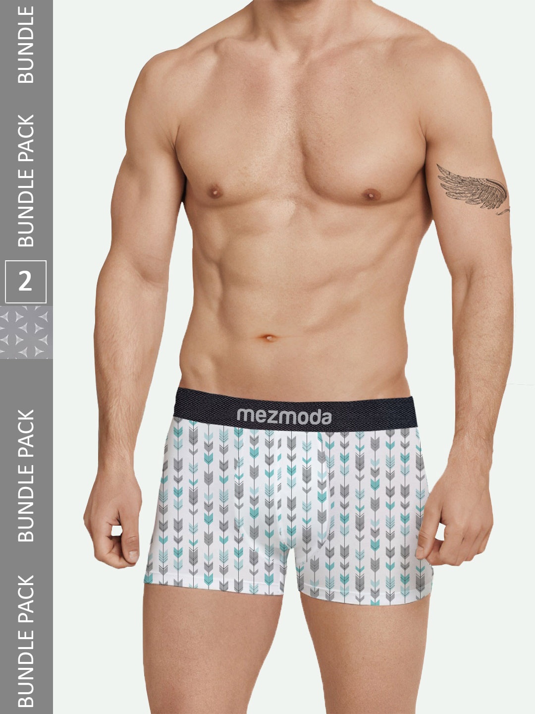

mezmoda Men Pack Of 2 Ultra Soft Breathable Premium Printed Trunk, Grey