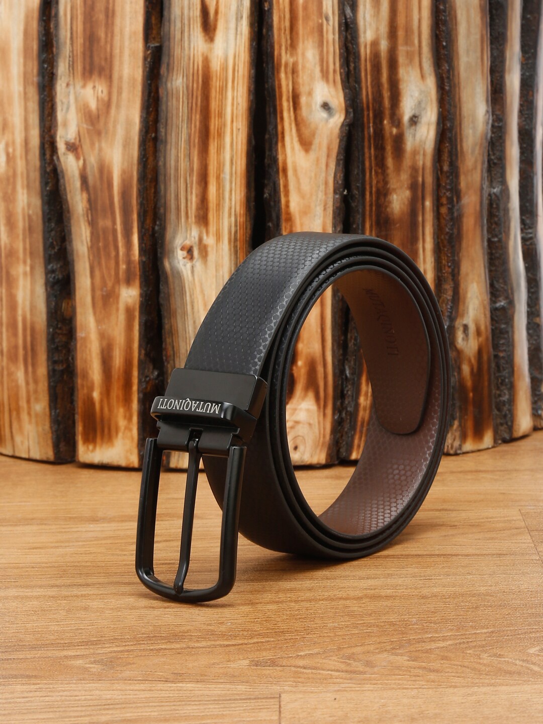 

MUTAQINOTI Men Reversible Vegan Leather Formal Belt, Black