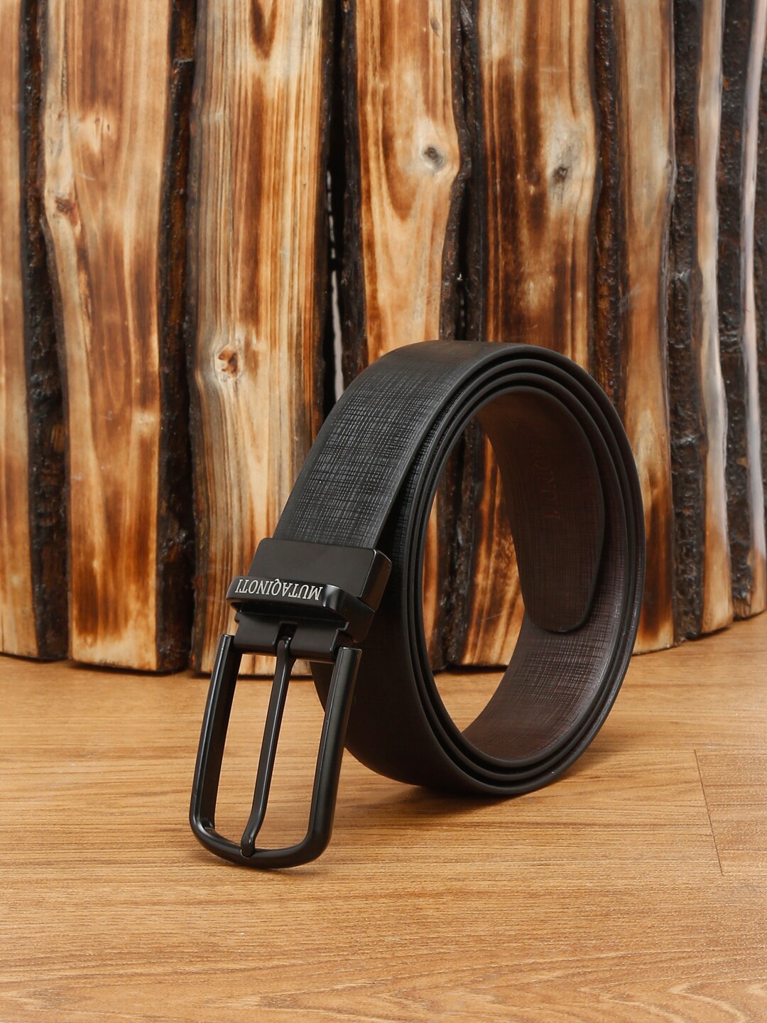 

MUTAQINOTI Men Reversible Vegan Leather Formal Belt, Black