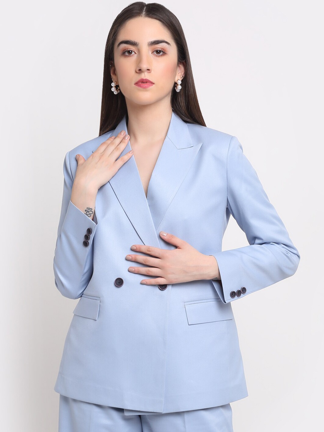 

Ennoble Double-Breasted Comfort-Fit Blazer, Blue