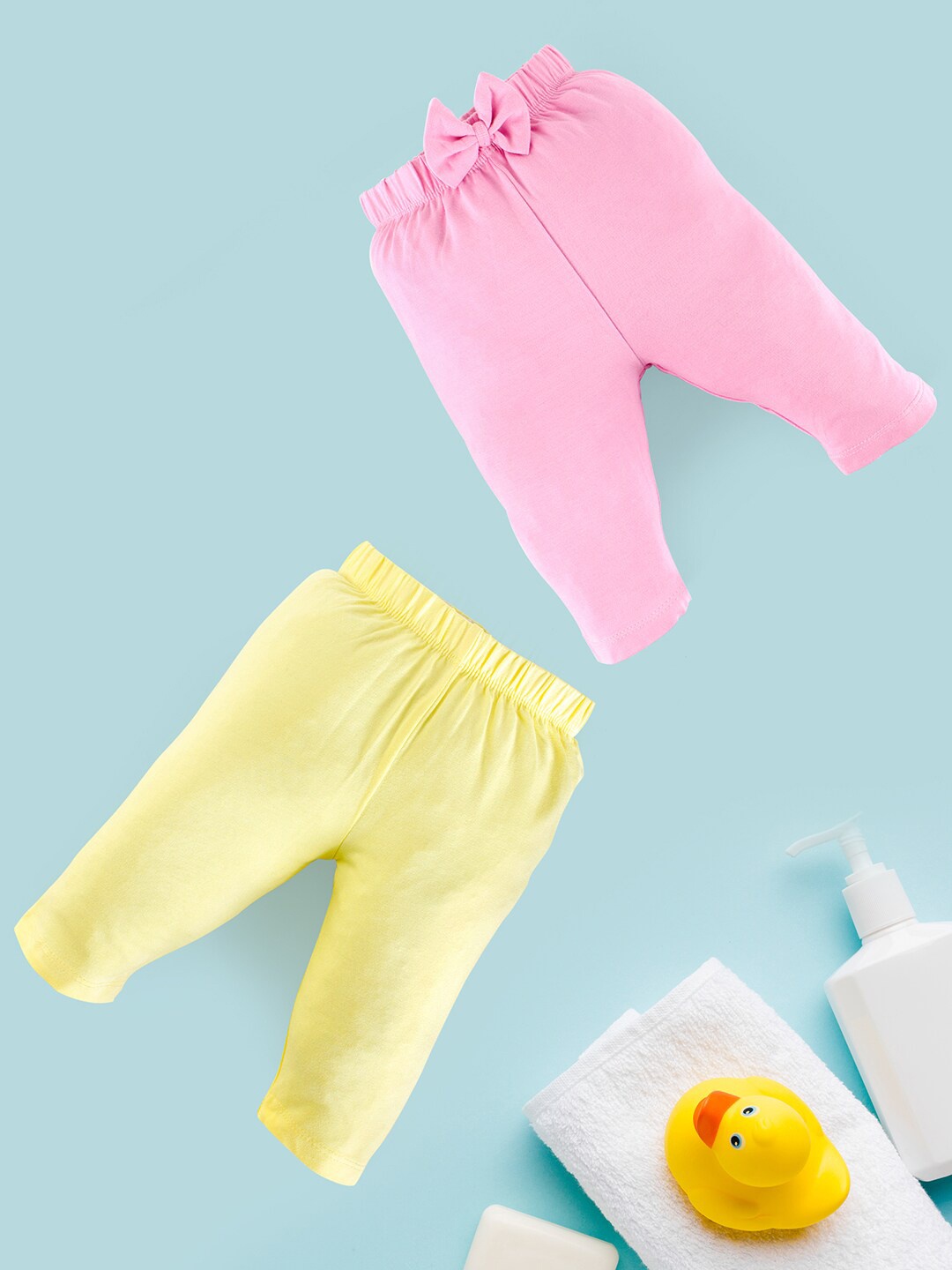 

Kidbea Infants Pack Of 2 Bamboo Mid-Rise Slip-On Lounge Pants, Pink