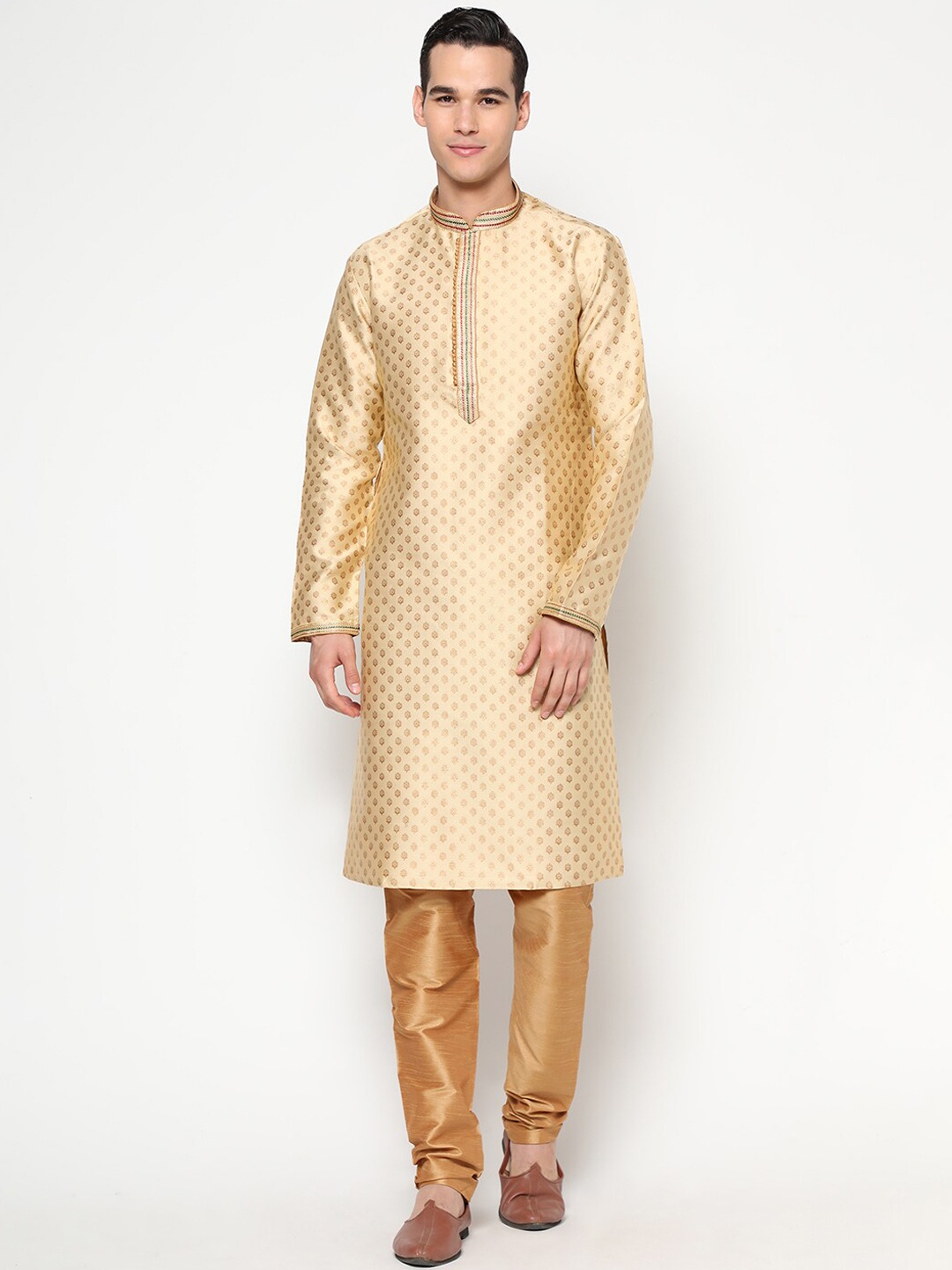 

GoStyle Ethnic Motifs Printed Pure Cotton Kurta with Pyjamas, Cream