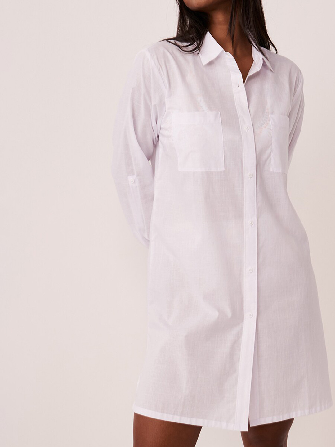

La Vie en Rose Women Organic Cotton Casual Longline Shirt, White