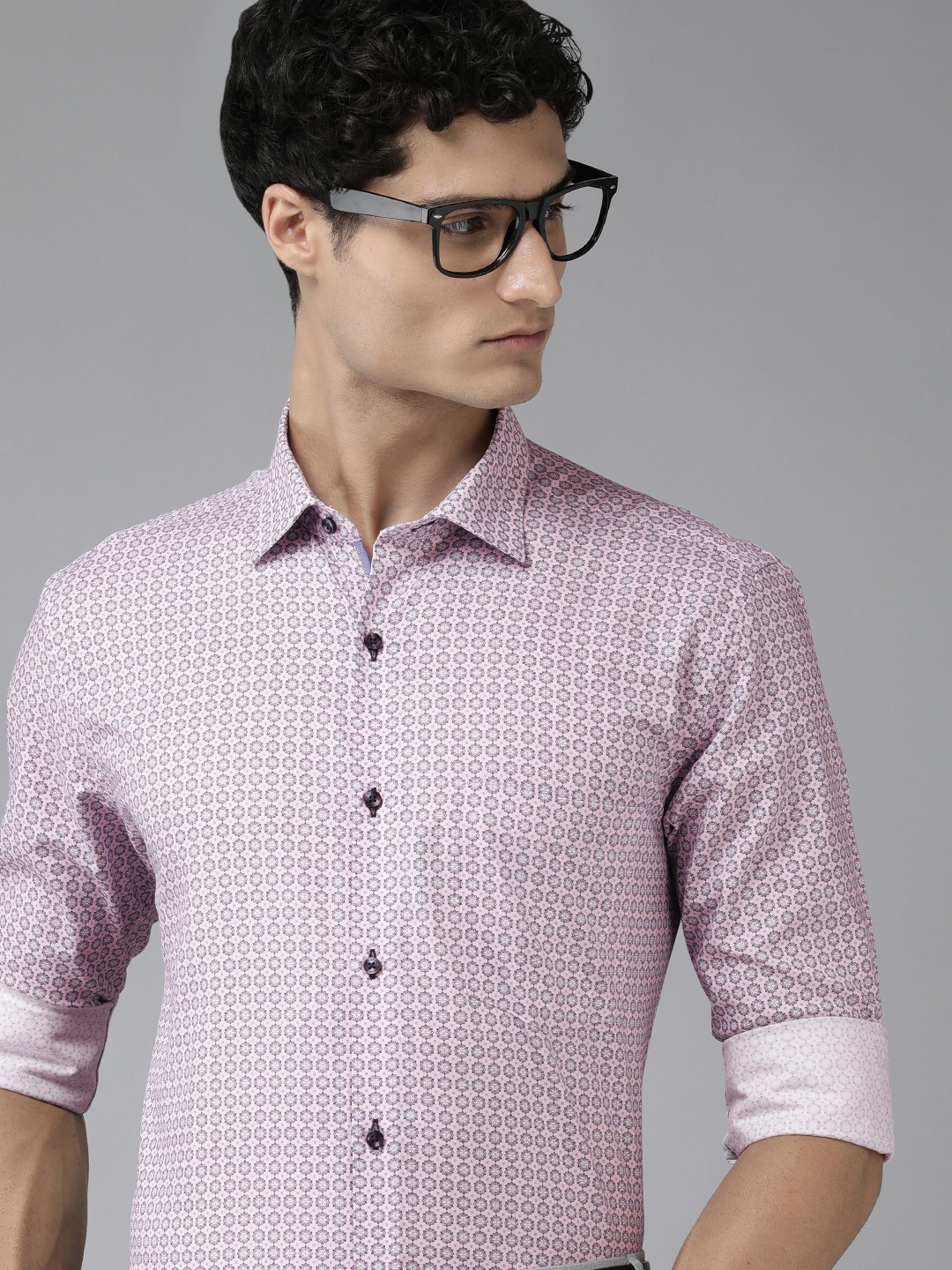 

Park Avenue Slim Fit Floral Printed Formal Shirt, Pink