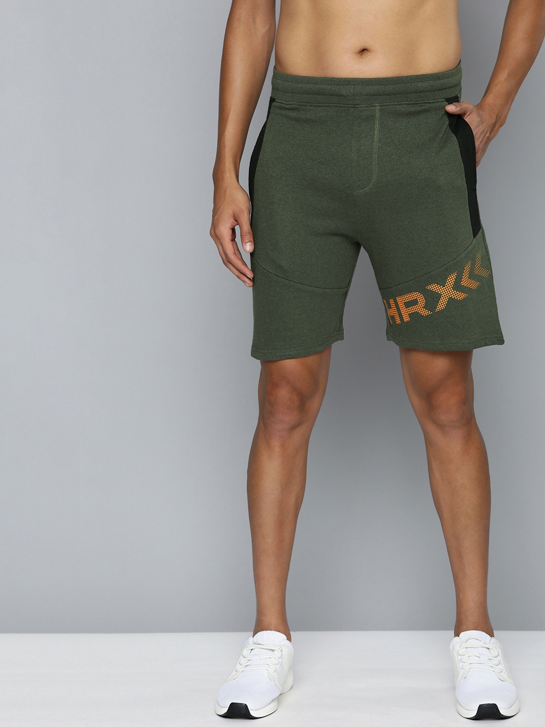 

HRX by Hrithik Roshan Typography Printed Shorts, Olive