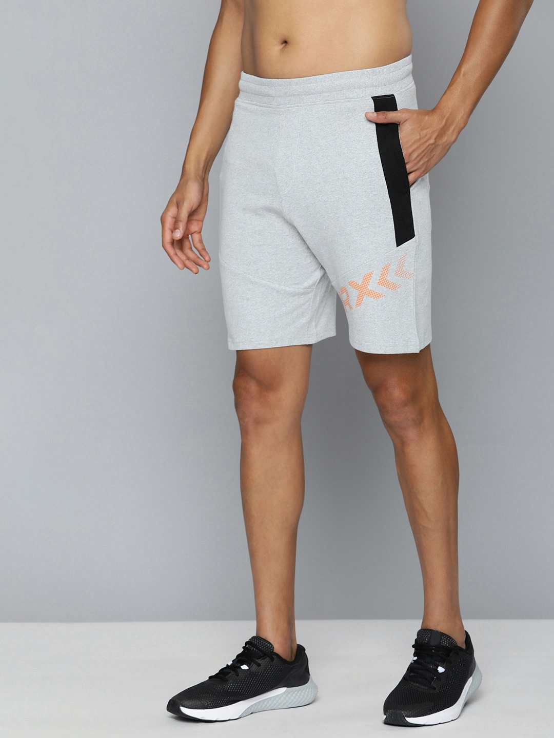 

HRX by Hrithik Roshan Regular Fit Printed Shorts, Grey melange